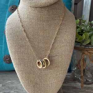 Elegant Gold Multi-Color Ring Necklace